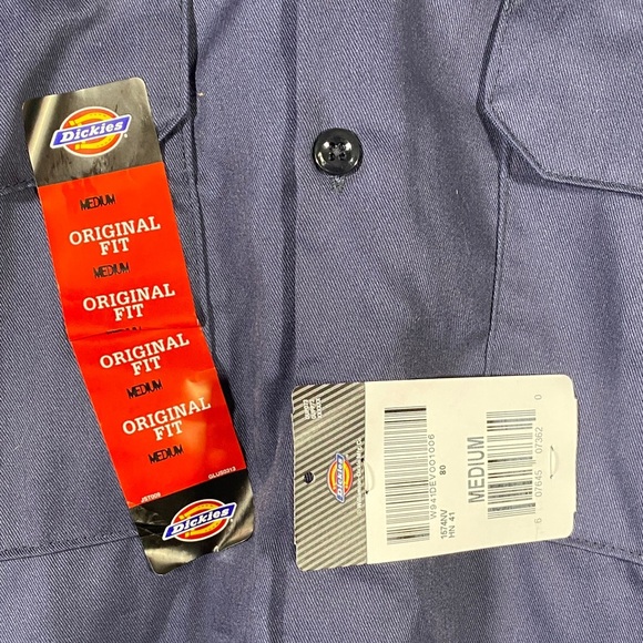 Dickies Medium Navy Blue Short Sleeve Work Shirt Button Up NWT - Picture 3 of 6
